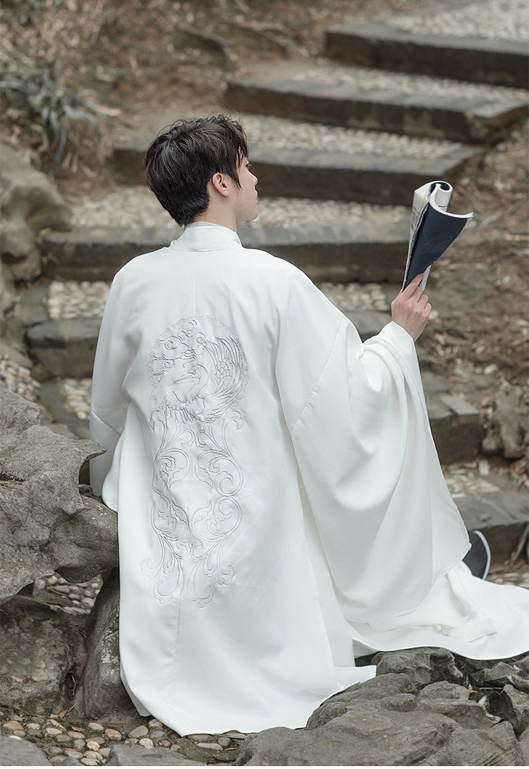 男生汉服呦呦鹿鸣鹤鸣原创设计传统汉服男女款本白色仙