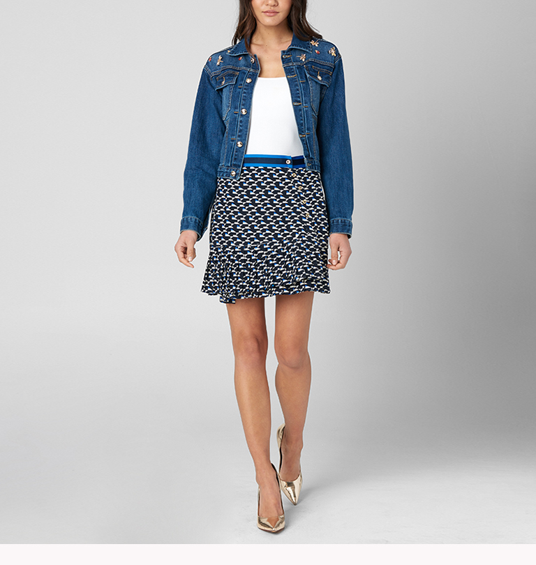 juicycouture橘滋女装女士修身显瘦包臀短裙半身裙海军蓝40040