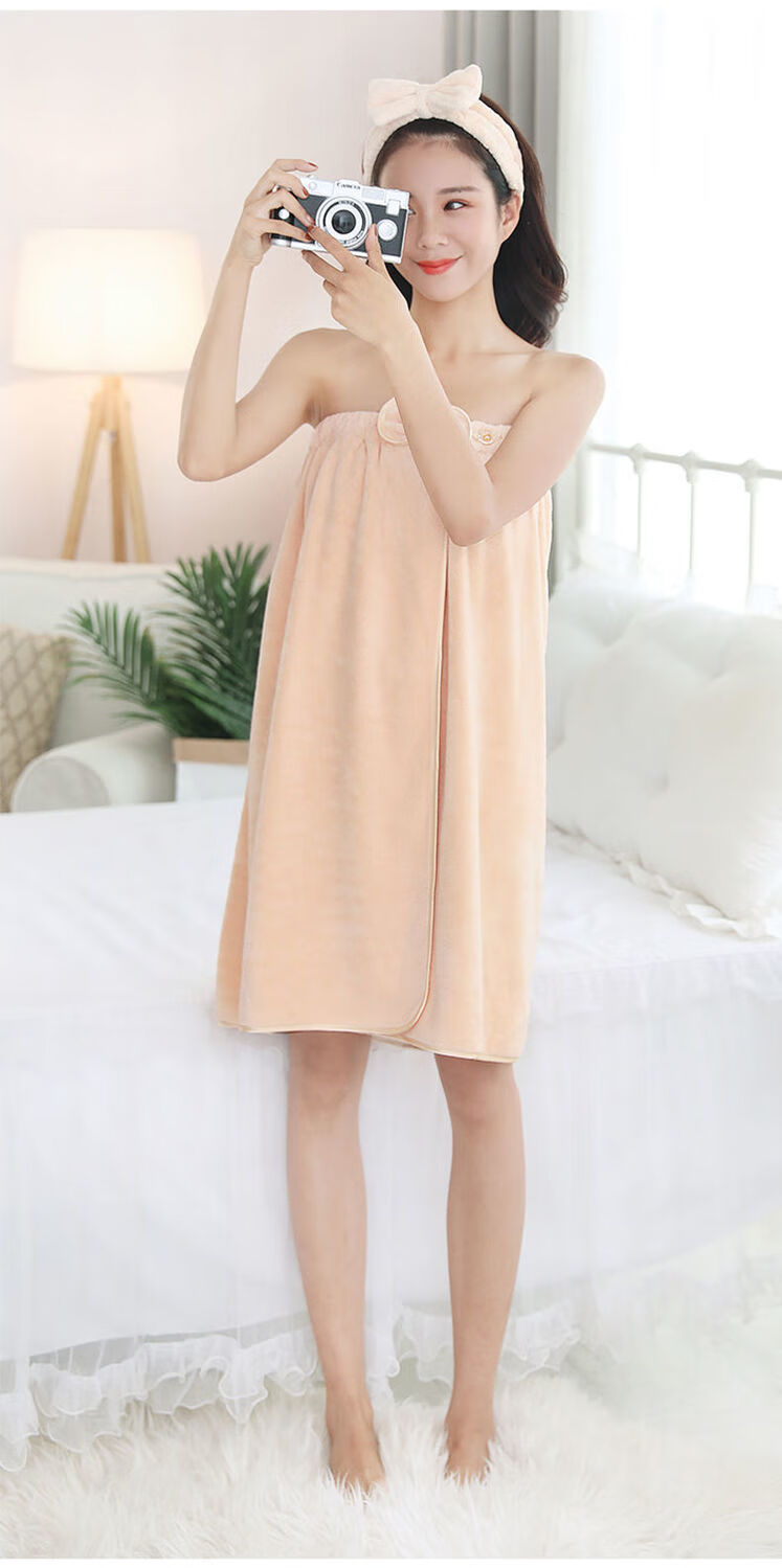 柚琳 浴巾纯棉成人可穿可裹夏季薄款吸水不掉毛女生洗澡浴裙性感抹胸