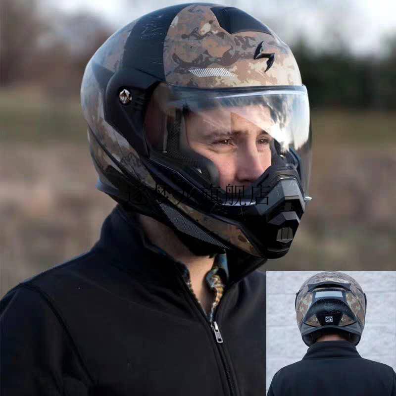 2022新款蝎子拉力盔scorpion蝎子头盔冬季防雾多功能拉力盔揭面盔摩托