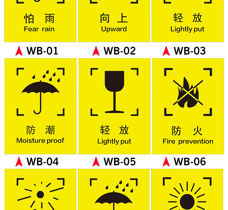 外包裝箱標識小心輕放防雨防潮圖標運輸標誌儲運標誌怕溼小心輕放勿壓