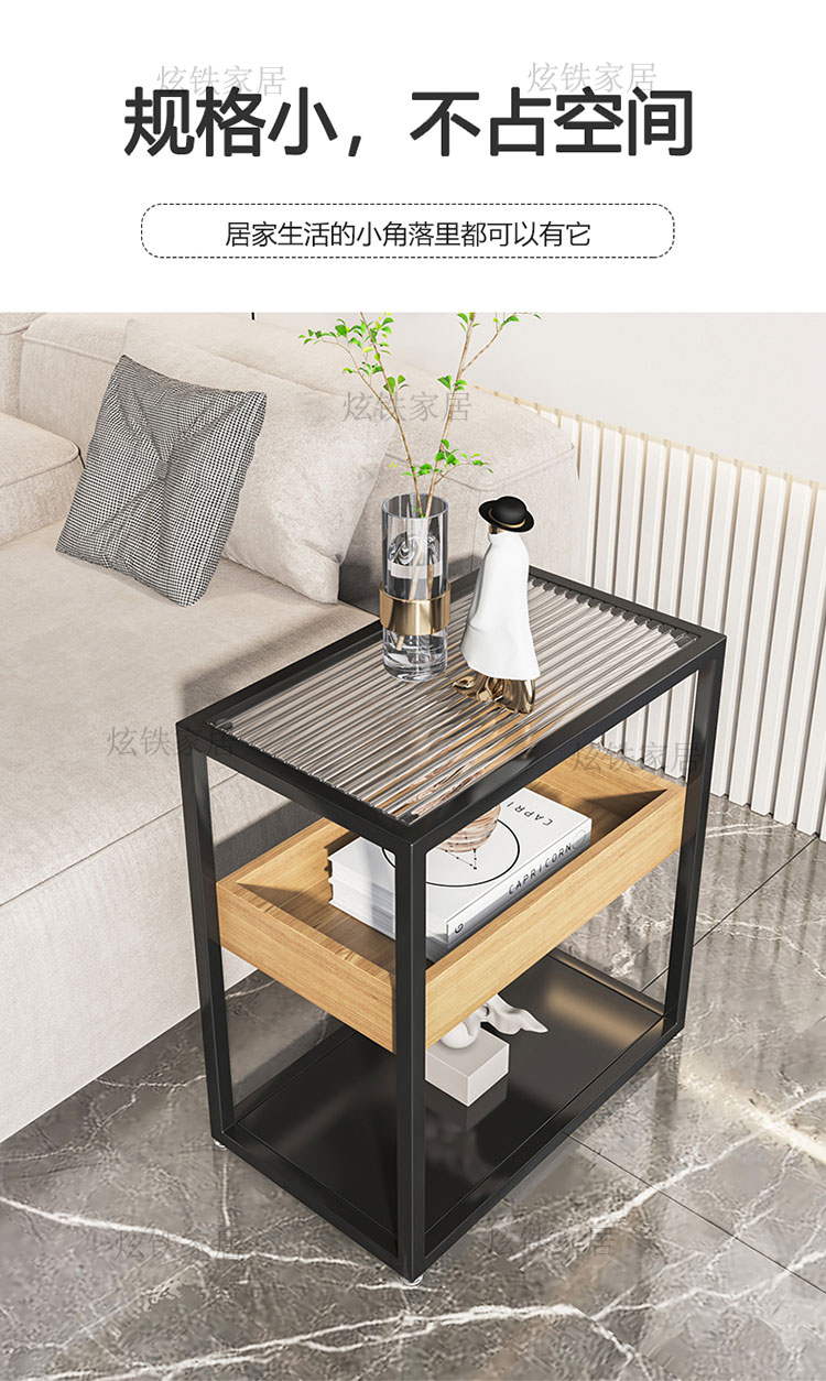 2022年新款顾家高端玻璃床头柜窄床头柜ins风玻璃简易款现代简约创意