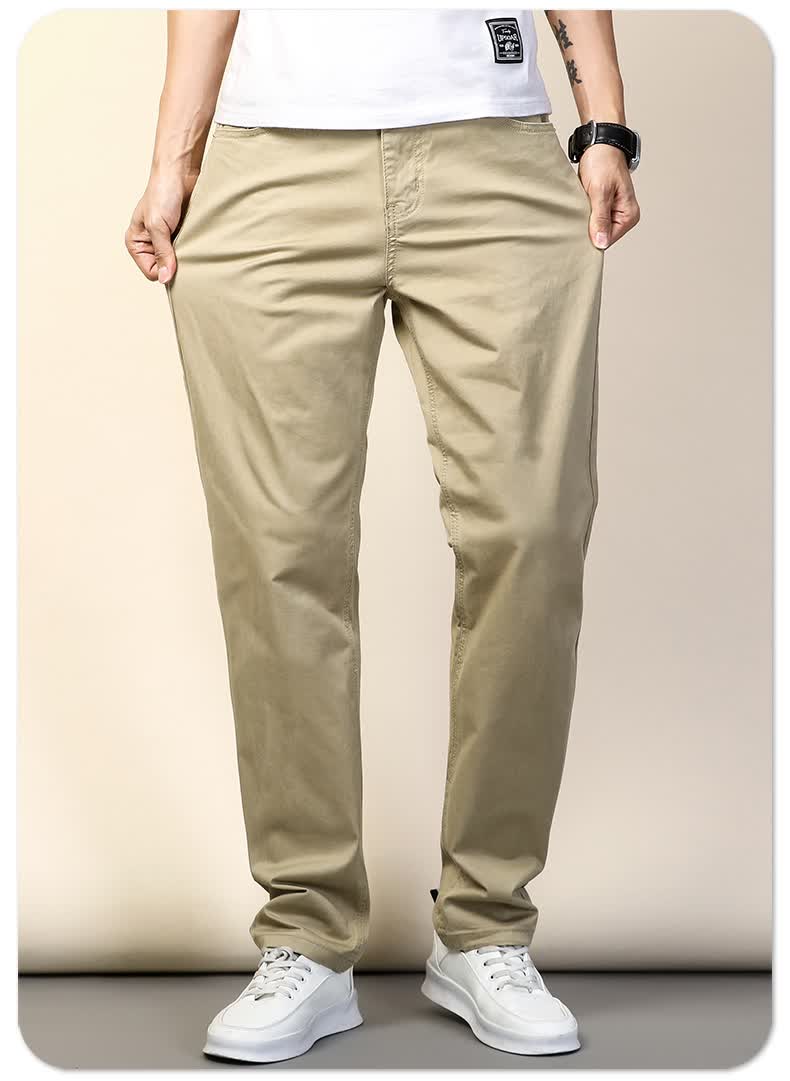 aemape美国苹果春季卡其色休闲裤男直筒宽松基础百搭商务弹性春夏款