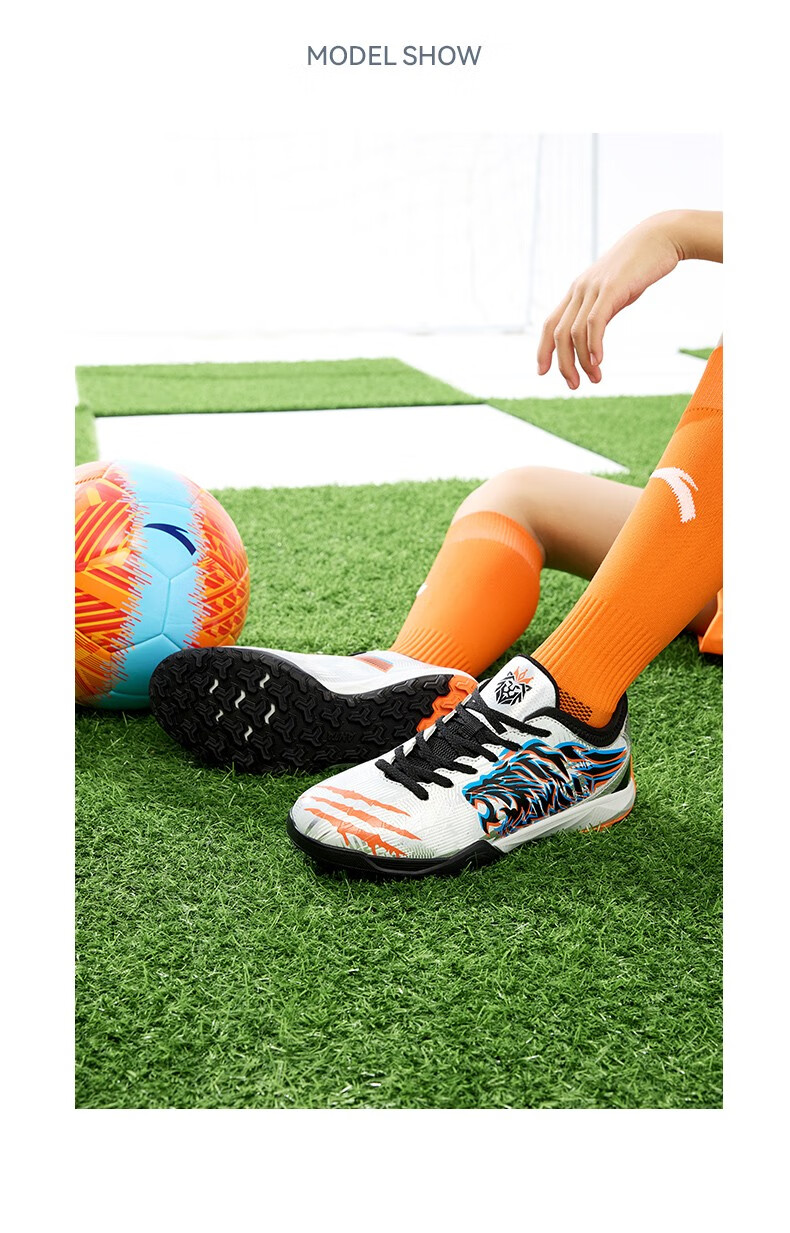 安踏儿童运动鞋男童鞋2022新款大童6-16岁商场同款雄狮足球鞋 银/黑-1