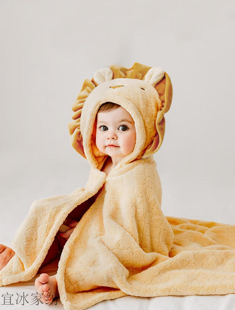 儿童浴袍浴袍儿童儿童浴袍纯棉直播儿童浴巾新生超软宝宝带帽斗篷婴儿