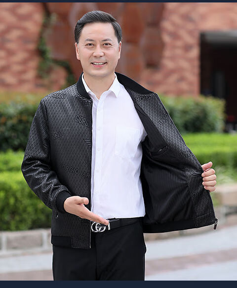 袋鼠中老年男爸爸外套春秋50岁中年男士夏季60老爸成熟男装稳重帅气中