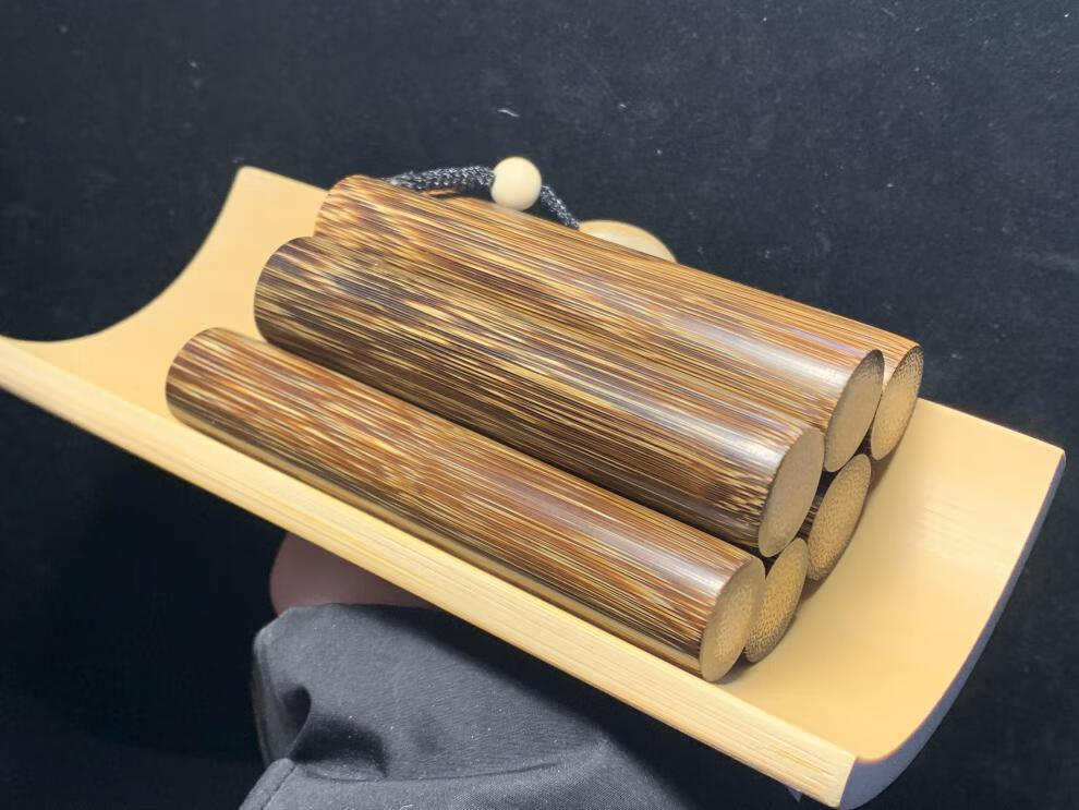 奥展龙血金丝竹实心竹玉竹老料正圆纯手工镜面高抛文玩手把件竹棍八