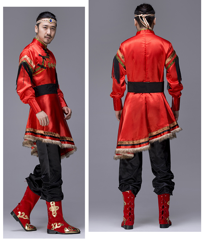 蒙古族舞蹈服饰蒙古服装男蒙族成人藏族民族风筷子舞蹈服现代少数民族
