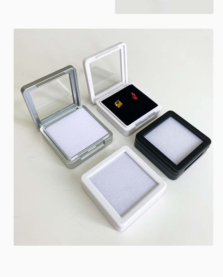庄梦蝶 珠宝裸钻盒彩色宝石裸石透明展示盒戒面托盘收纳亚克力方盒