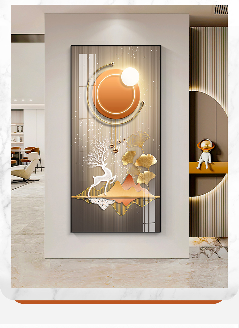 荣庚 入户玄关装饰画现代轻奢走廊过道挂画竖版大气抽象客厅背景墙