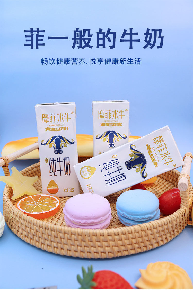 精选好物摩菲水牛纯牛奶新日期来思尔206g10盒成人学生早餐奶9月24日