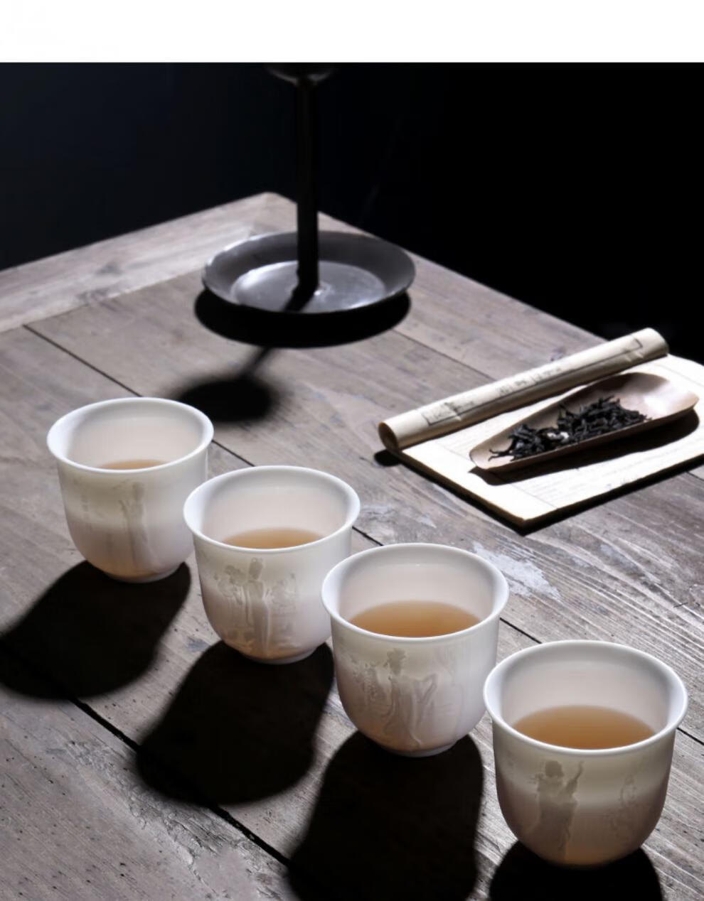 白酒盅三两杯白瓷白酒杯茶杯三两150ml复古家用套装酒盅陶瓷酒具喝酒