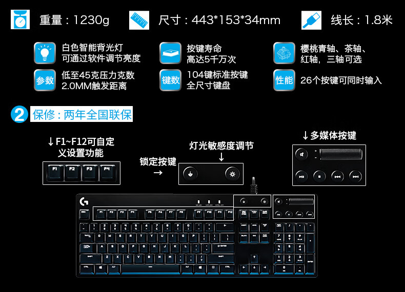 罗技(g)罗技键鼠套装g610 g502电竞游戏lol吃鸡专用机械键盘鼠标 大