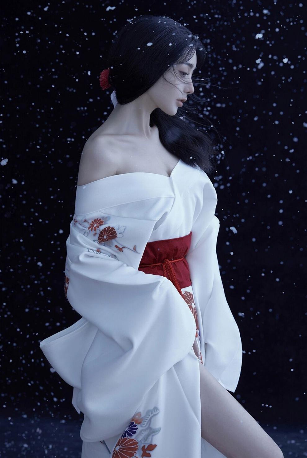 和服女正装樱花日本二次元传统复古和风白色温柔风改良日式外景神明