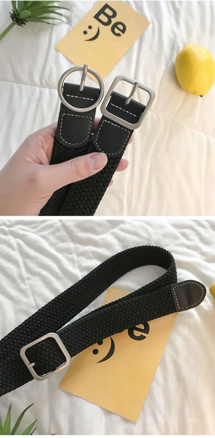 隐形腰带帆布腰带女士弹力编织松紧皮带男女韩版简约百搭ins风裤带潮
