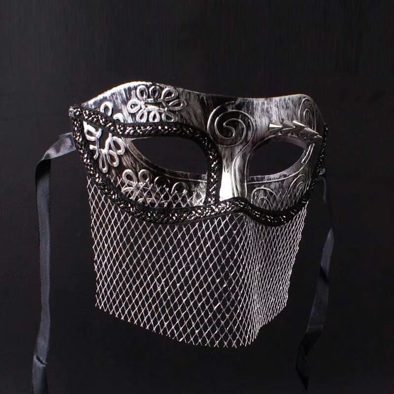 【京品优选】面具半脸古风男定制威尼斯银色面纱男士唱歌面具万圣节
