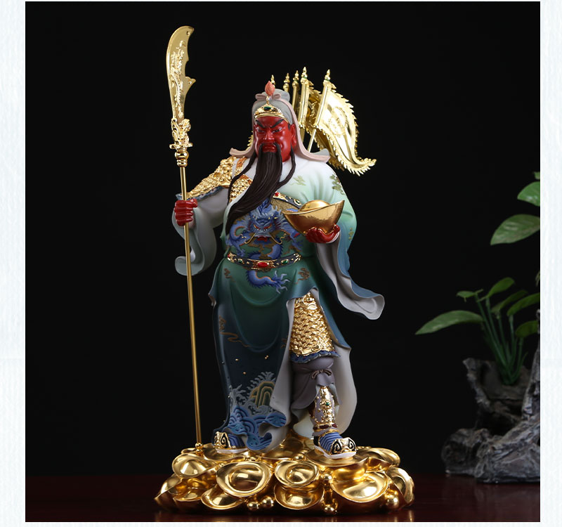 纤雅洁汉白玉关公神像客厅摆件家用店铺开业送礼招财武财神关二爷雕像