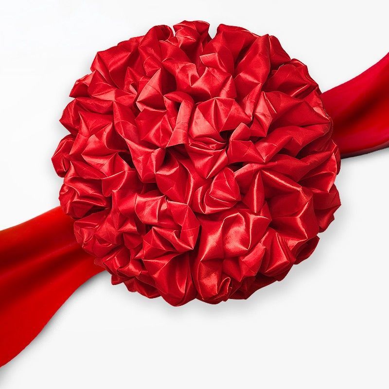 大红花球开业剪彩新车交车奠基揭牌表彰结婚装饰大红花红绸布绣球pd2