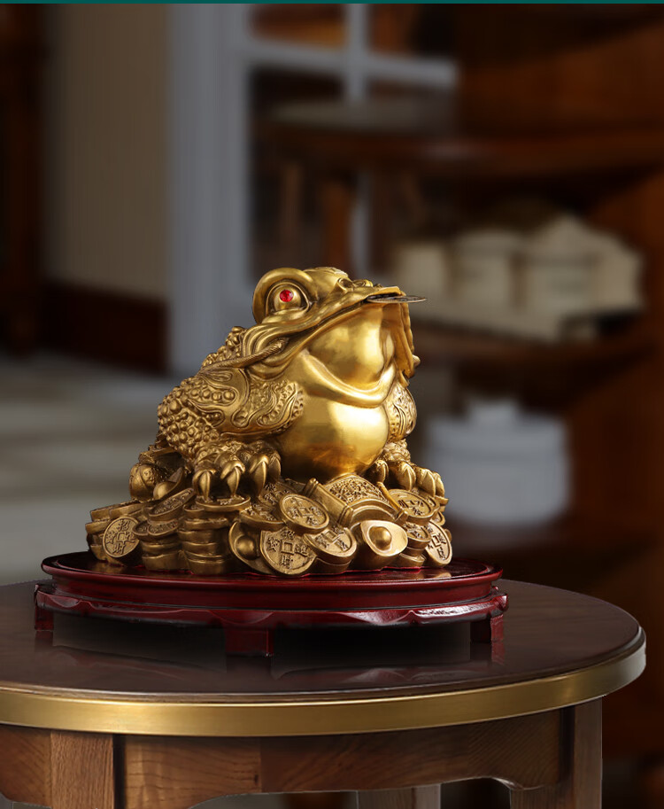 新店开业纯铜金蟾摆件客厅三足铜金蟾蜍家居玄关装饰三脚金蝉店铺开业