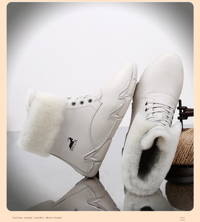 公羊女鞋春秋季新款女士皮毛一体时尚英伦鞋靴女加绒保暖休闲运动鞋女