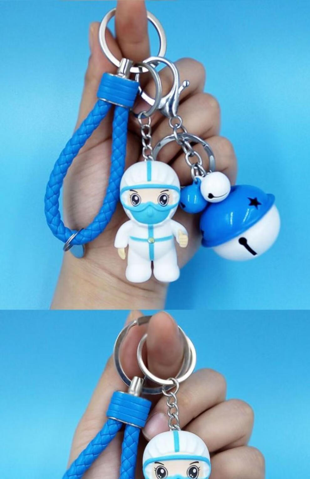 抗疫白衣天使挂件 小礼品防疫挂件卡通白衣天使抗疫钥匙扣纪念品医生