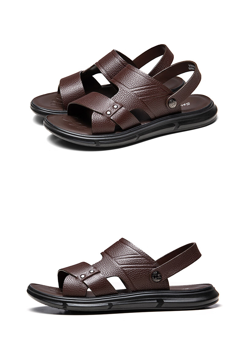 蜘蛛王凉鞋男夏季新款皮凉鞋潮流简约男士休闲鞋凉拖两穿户外防滑个性