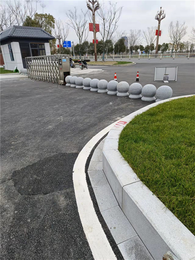 2022新款护路盾大理石墩子花岗岩挡车圆形石球路障隔离栏阻车学校广场