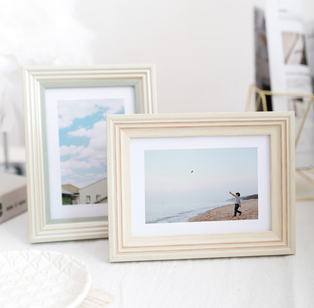 10寸洗照片画框挂墙a4儿童像框架相册框 清新粉 7寸(可放12