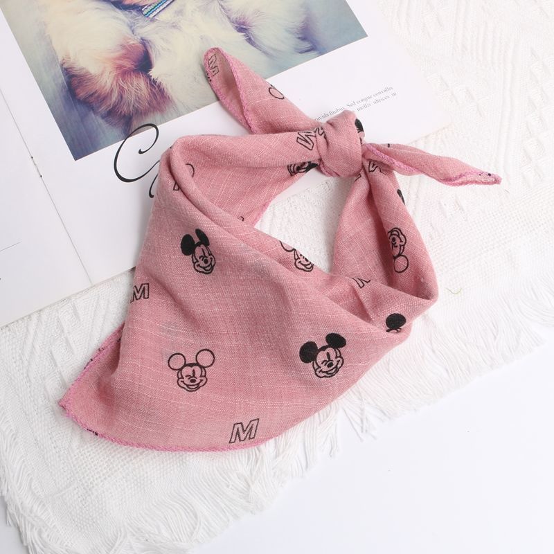 婴儿纱巾宝宝方巾春秋薄款男女童三角口水巾婴儿风保暖纱巾棉麻儿童