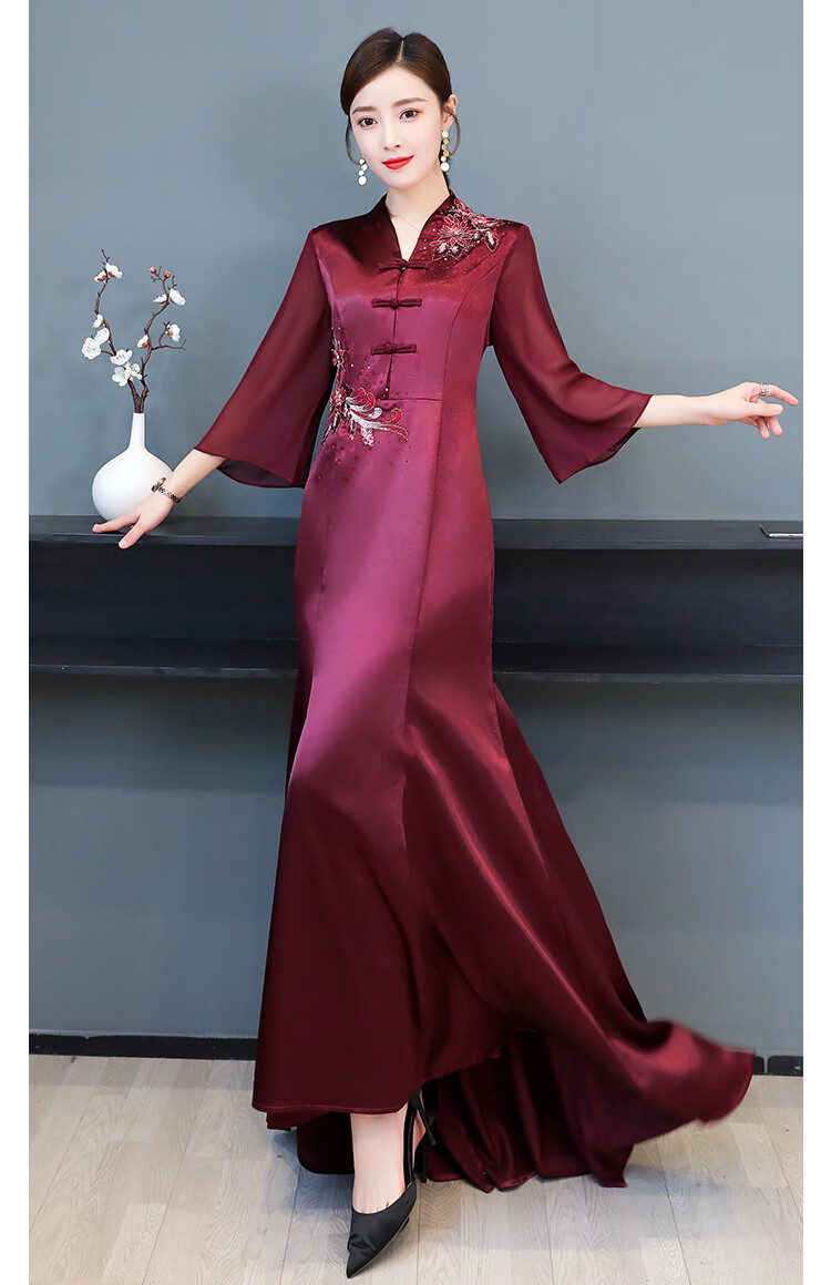 lover rucci女神范时尚大牌妈妈婚宴礼服女秋装高贵年轻款喜婆婆结婚