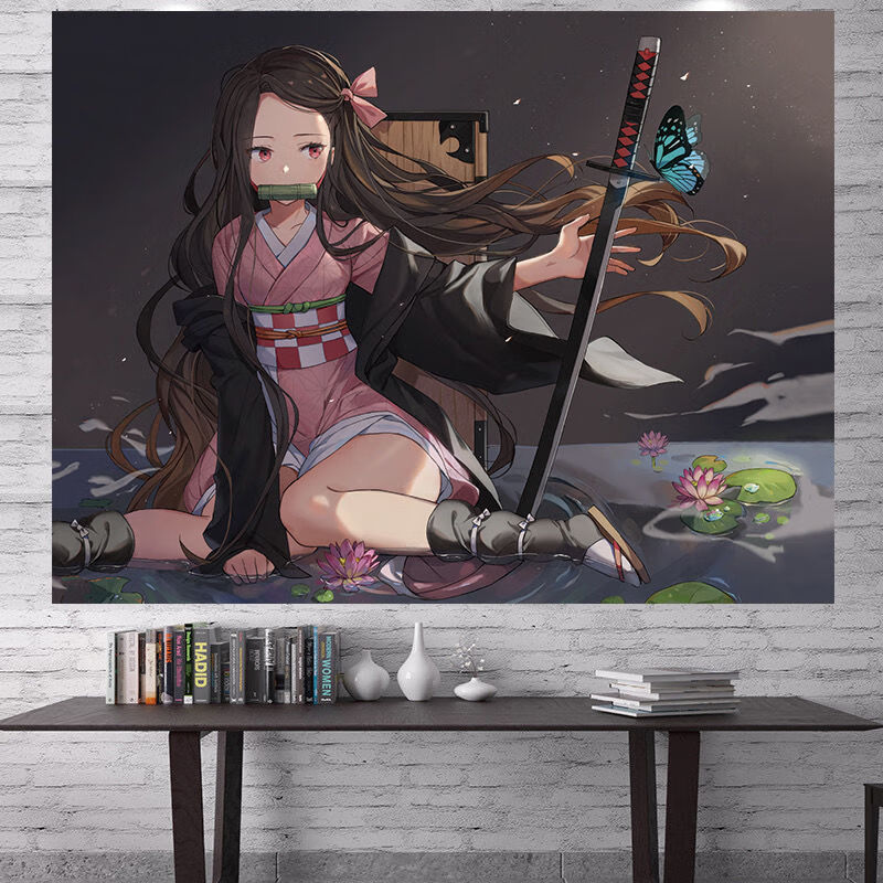 鬼灭之刃蝴蝶忍海报动漫祢豆子网红背景布ins挂布挂