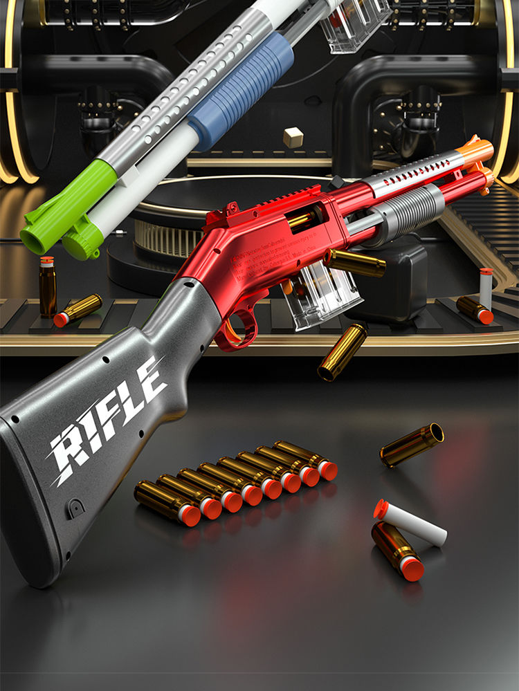 知鹿s897 m870软霰枪来福散喷子 合金属连发透明玩具男孩模型 散枪