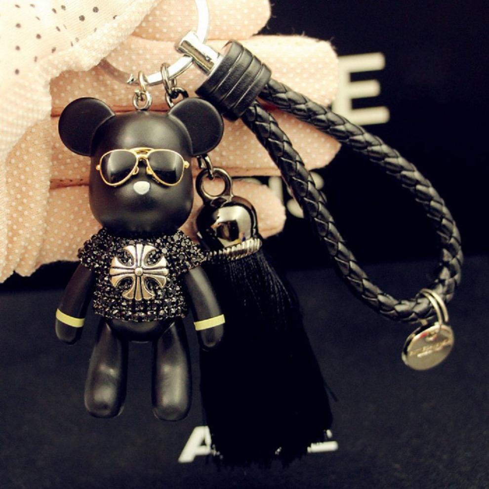 hnxc新品暴力熊挂件暴力熊钥匙扣新款镶钻卡通可爱小熊汽车钥匙链情侣