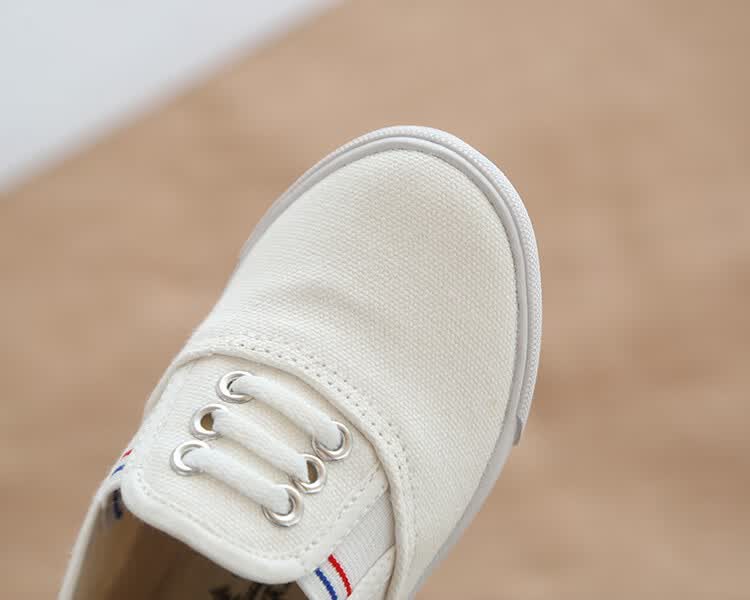 鞋男童鞋女童帆布鞋系带款中大童运动鞋小童体操鞋松紧带幼儿园白球鞋