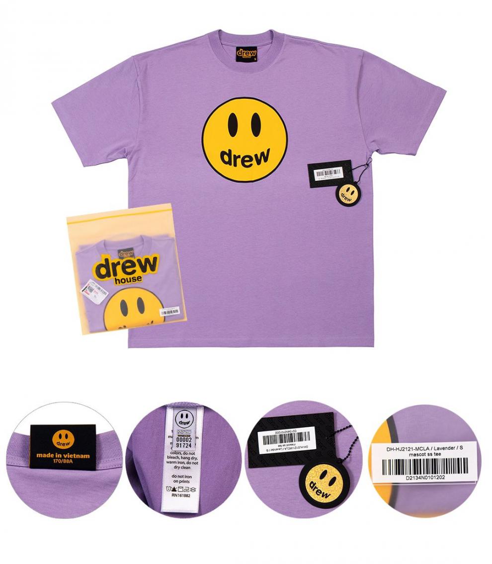drew house短袖官方旗舰贾斯汀比伯男女情侣同款高街笑脸短袖t恤潮