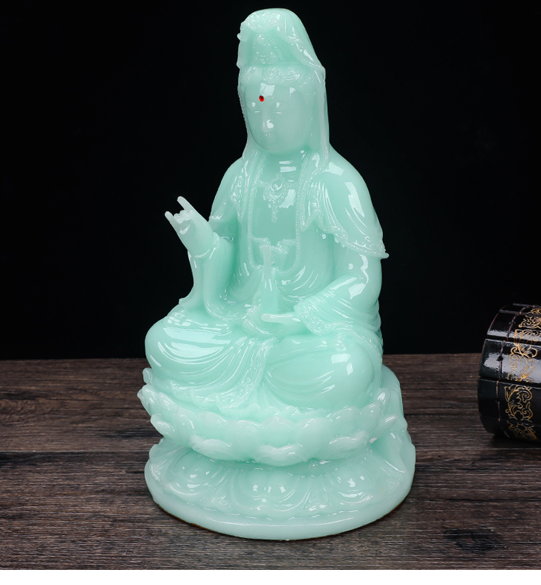 观音菩萨佛像家用供奉保摆件普陀山观世音娘娘蓝冰玉滴水观音 小号