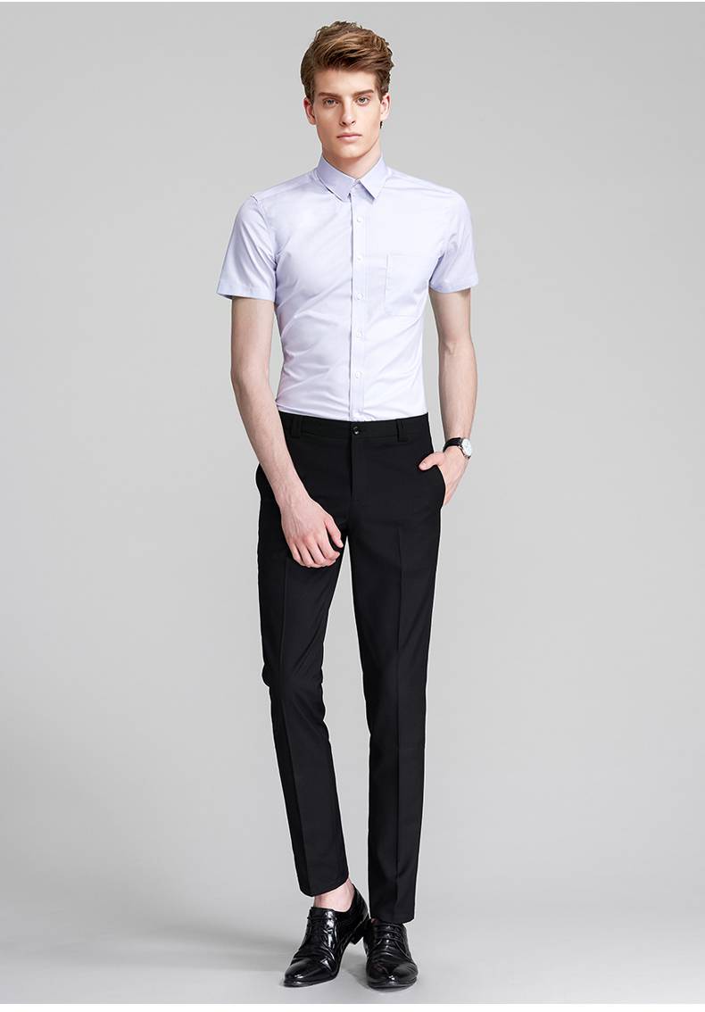 俞兆林男士衬衫商务免烫职业上班夏季青年修身正装纯色衬衣白衬衫男