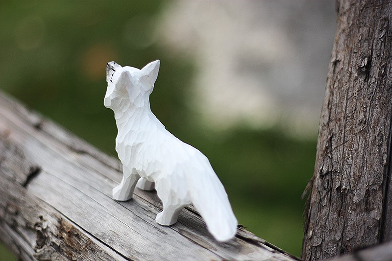 【旗舰京选】狐狸摆件 狐狸木雕摆件 手工实木 红狐狸 白狐 九尾狐