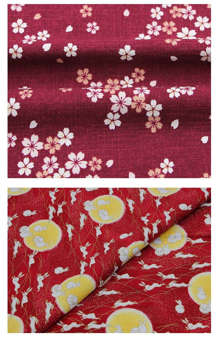 面料卡通萌宠简约图案布料耐水洗印花布 线团小花猫/红色/半码【图片