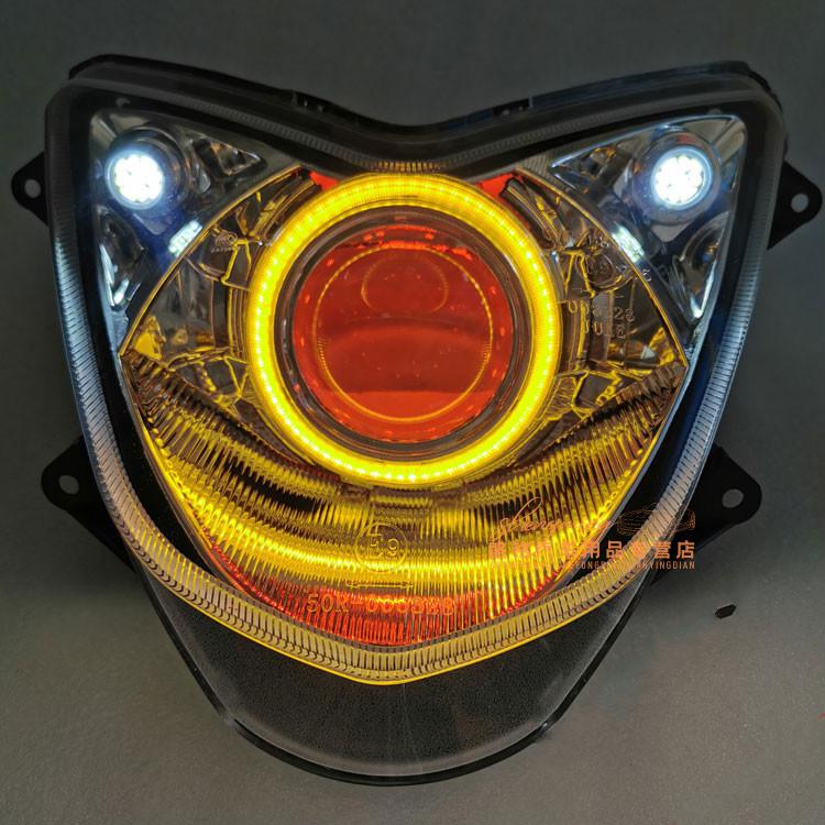 迅鹰大灯摩托车电动车改装 双光透镜迅鹰大灯总成q5 天使眼恶魔眼