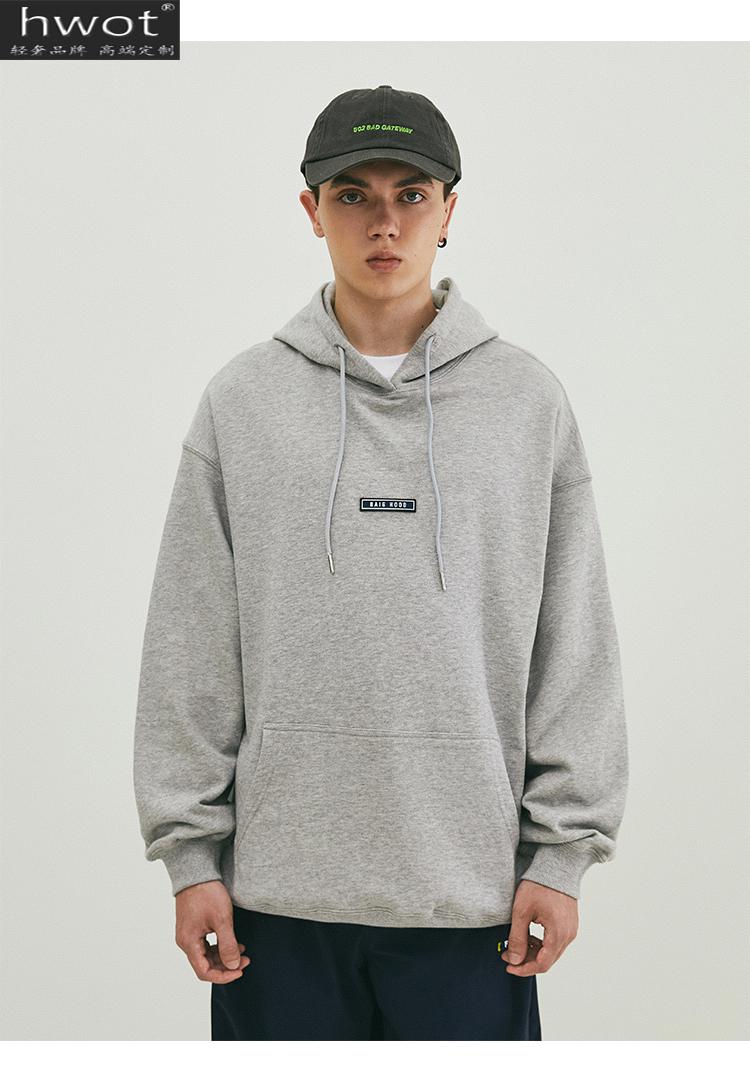 hwot 意大利国际奢侈品牌男装 秋季男士连帽贴标卫衣情侣潮牌上衣藏青