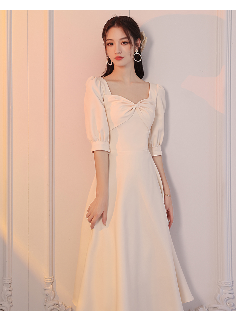 小个子伴娘服平常可穿夏季香槟色缎面姐妹团礼服裙女平时可穿小众b中