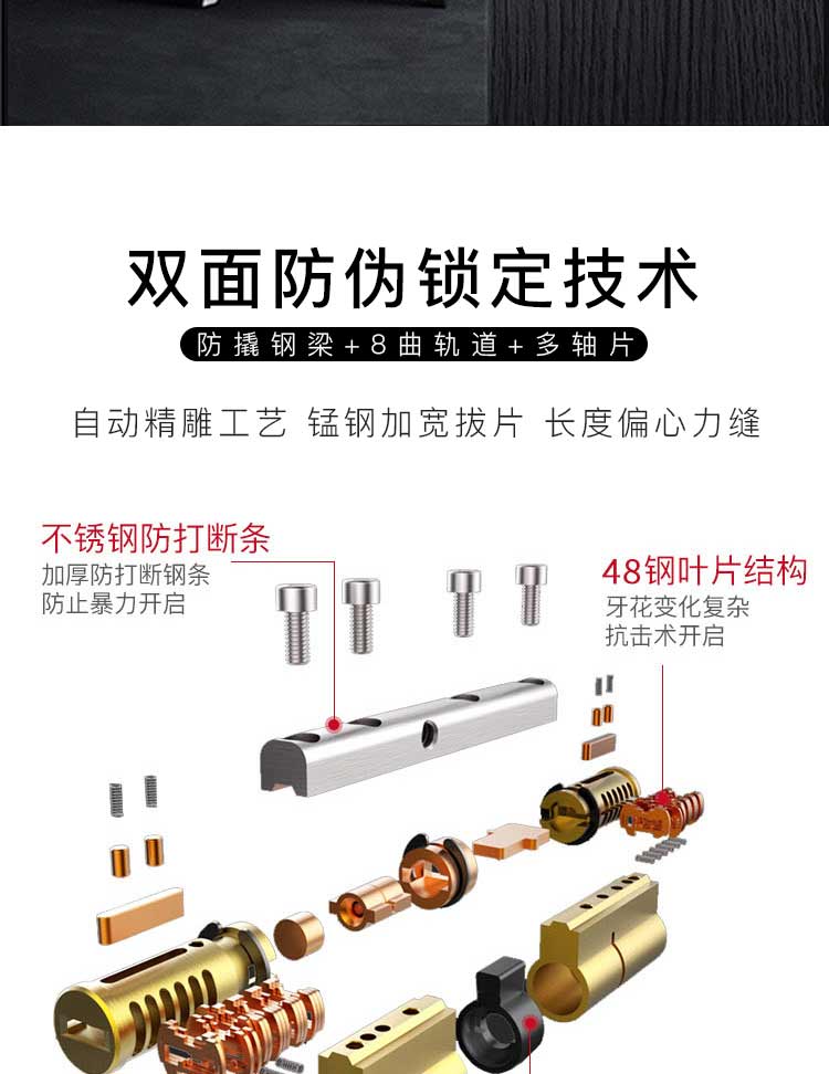 京选好货步阳防盗门锁芯超c级步阳防盗门锁适用套装家用304不锈钢锁具