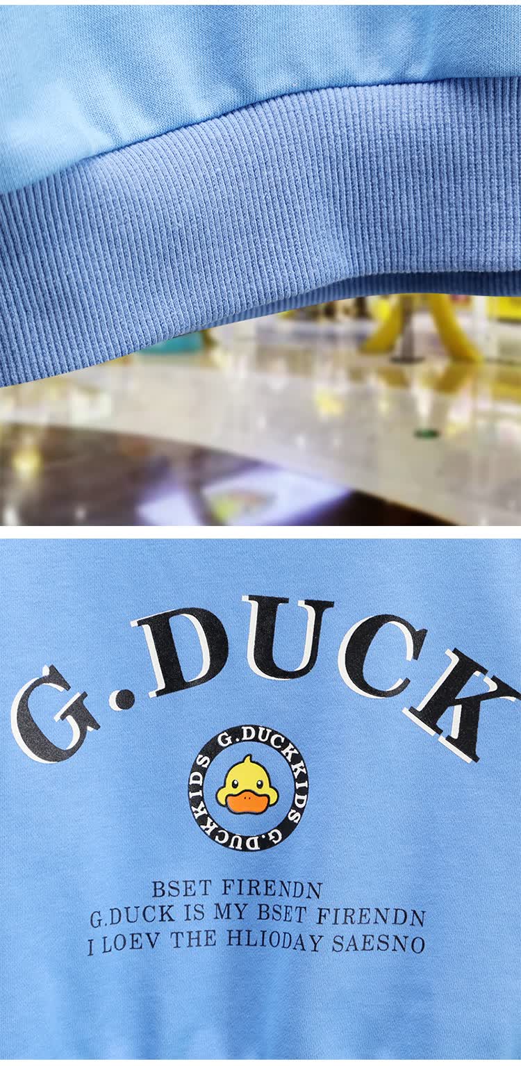 小黄鸭gduckkids男童套装春装新款宝宝拼接圆领上衣帅气潮衣儿童衣服