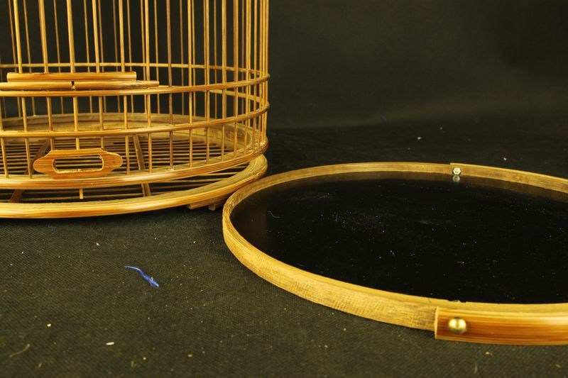 抽屉紫竹鸟笼红蓝点颏绣眼靛颏红子贝子金翅抽拉底竹子竹制64条 窄圈