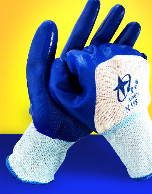 n598星宇n588半浸丁腈手套劳保挂胶手套耐磨耐油浸胶手套 星宇n598