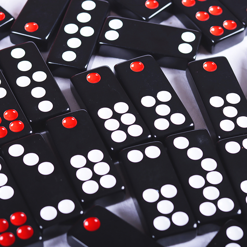 霓梦琳牌九骨牌老式家用大号竹丝实心密胺黑色仿玉麻将小号天九广东30