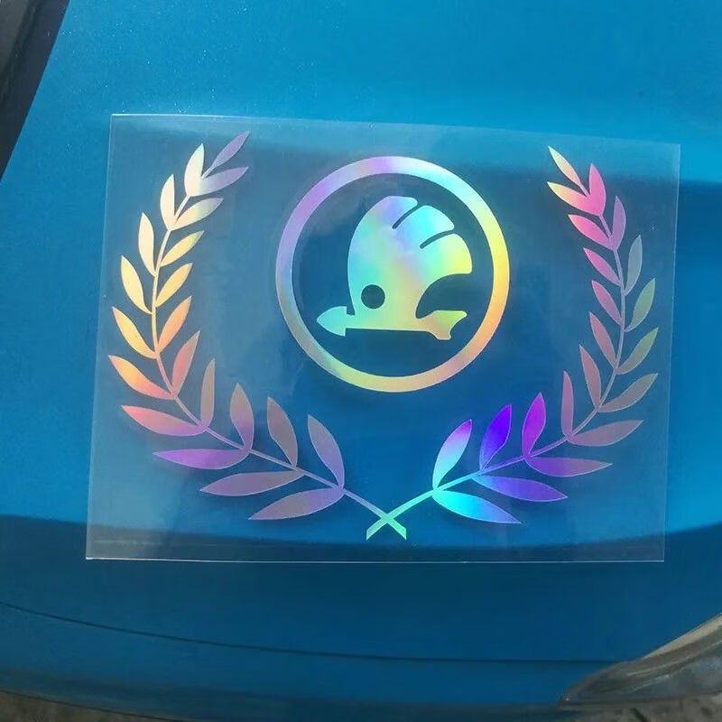 60适用于车标七彩镭射贴油箱盖贴纸装饰贴车贴汽车镭射创意个性抖音