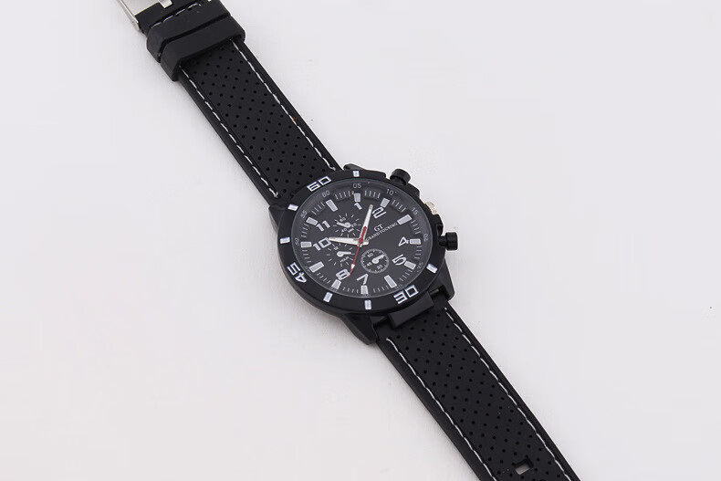 mreurio品牌出口运动三眼硅胶表带男士简约时尚手表男款男表石英腕表