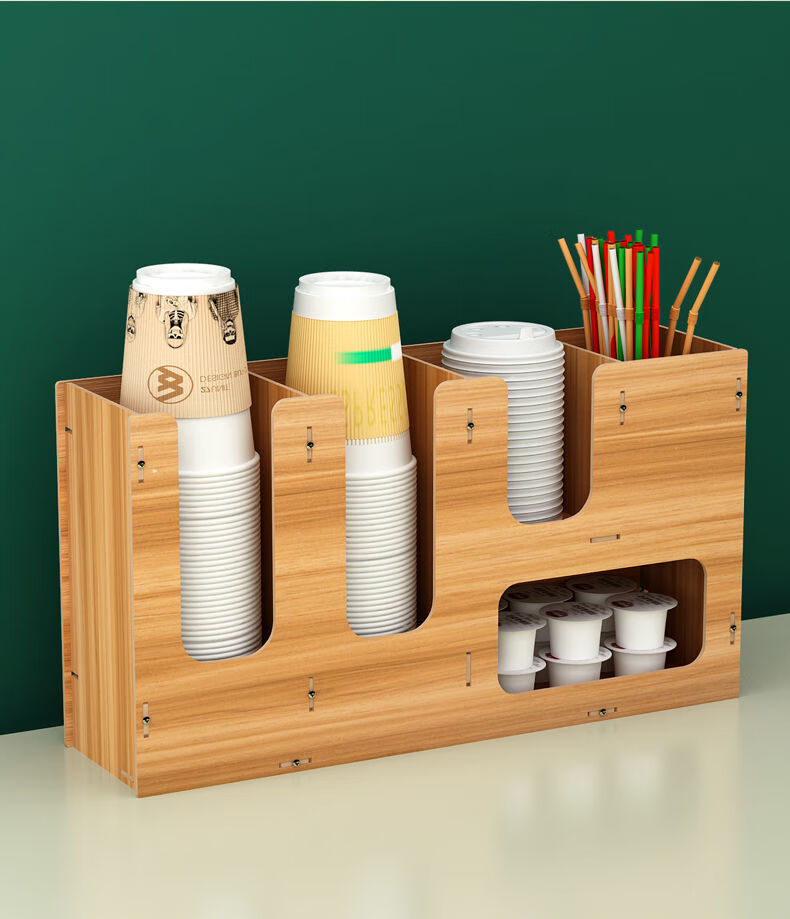 咖啡奶茶店用品吧台吸管收纳架一次性纸杯架取杯架纸巾分杯器商用多